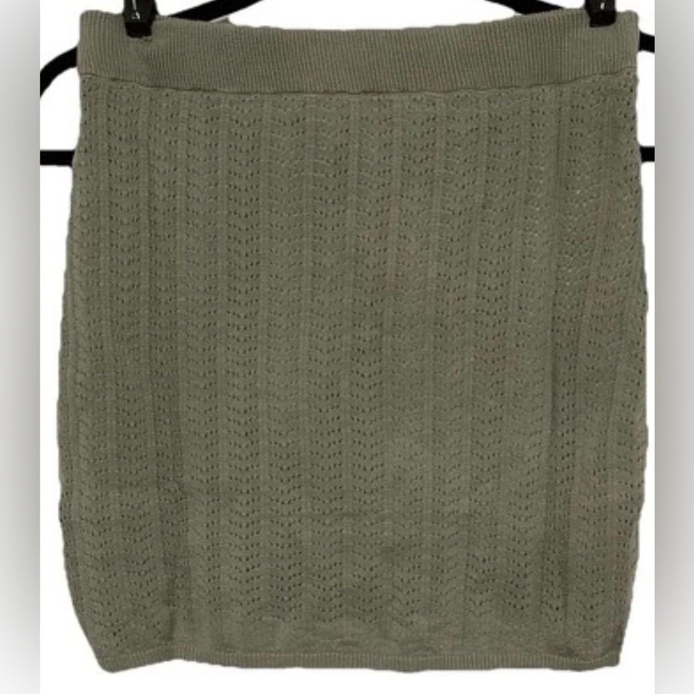 Sage Green Crochet Knit Mini Skirt Floral Coquette‎ Fairycore Sz Small - Picture 3 of 6